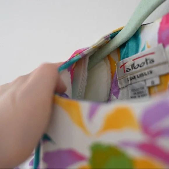 Vtg 80s Women's Talbots Dress Joan Leslie Bold Floral with Shoulder Pads Size 8 - Picture 4 of 10